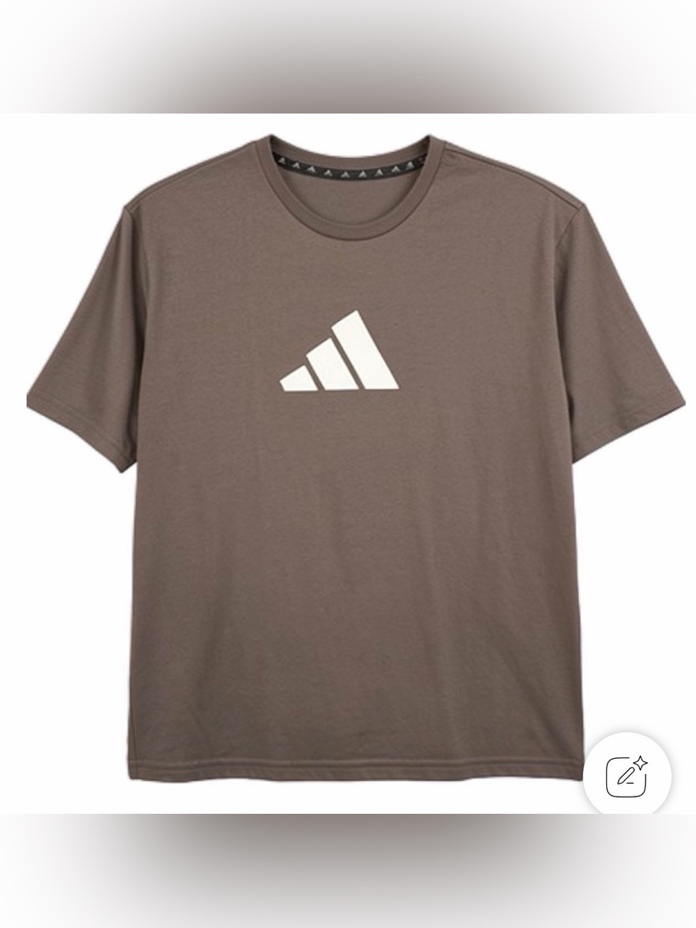 adidas Taupe Short Sleeve Tee with White Logo